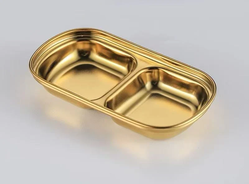 CHEFCO,KSD-2G,Stainless steel Korean-style Sauce Dish-Golden(2 Compartment/70G)