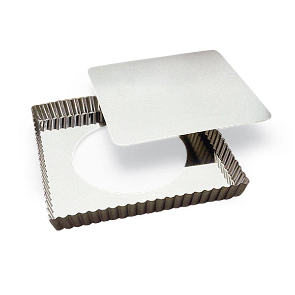 Moule à tarte carré amovible en fer blanc Gobel