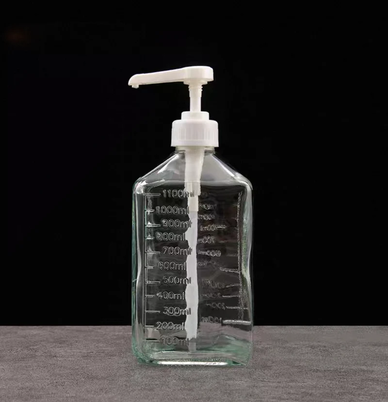 Glass Syrup Bottle with Pump, 1100ml (JD-86250)
