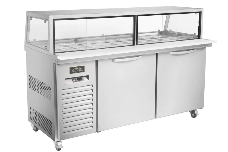 Sub-equip CUSC-60G, 60" 2 Doors Sandwich Prep Table with Sneeze Guard