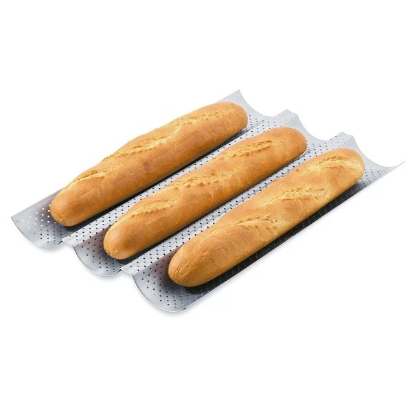 Plaque 3 baguettes perforée avec revêtement anti-adhésif Patisse