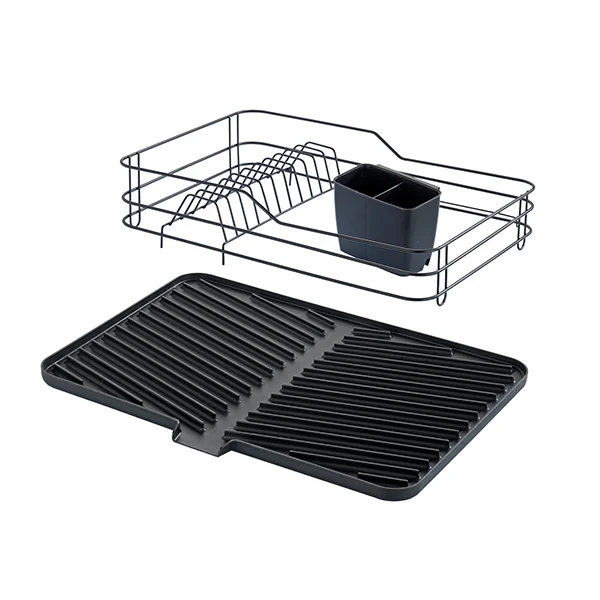 Égouttoir vaisselle noir avec tapis égouttoir Wenko by Maximex