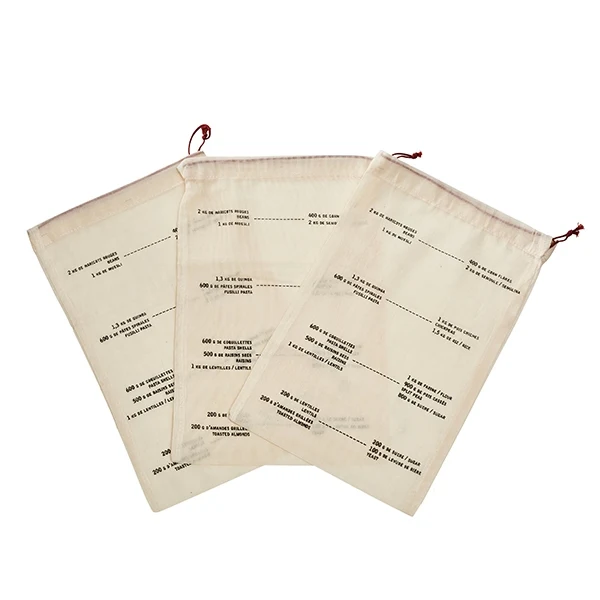 Set de 3 sacs coton gradués Elicuisine