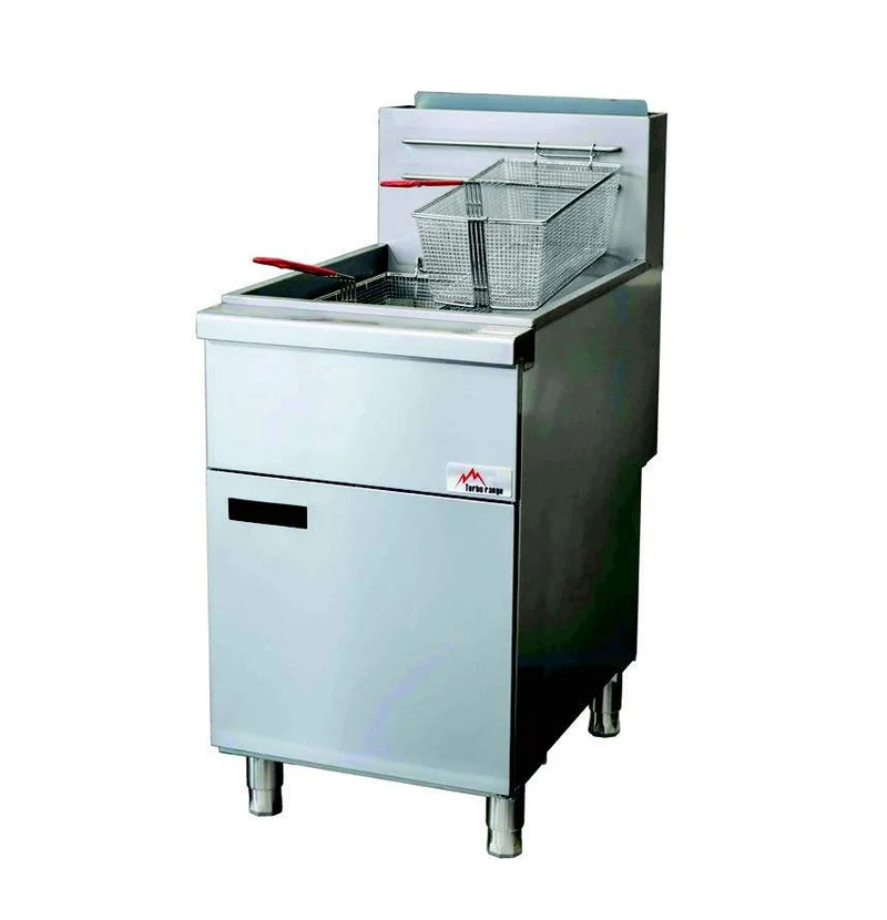 21" W Turbo Range Natural Gas Solid State Floor Deep Fryer,75-80lb Oil Capacity,150,000 BTU(TR-F5S-NG)
