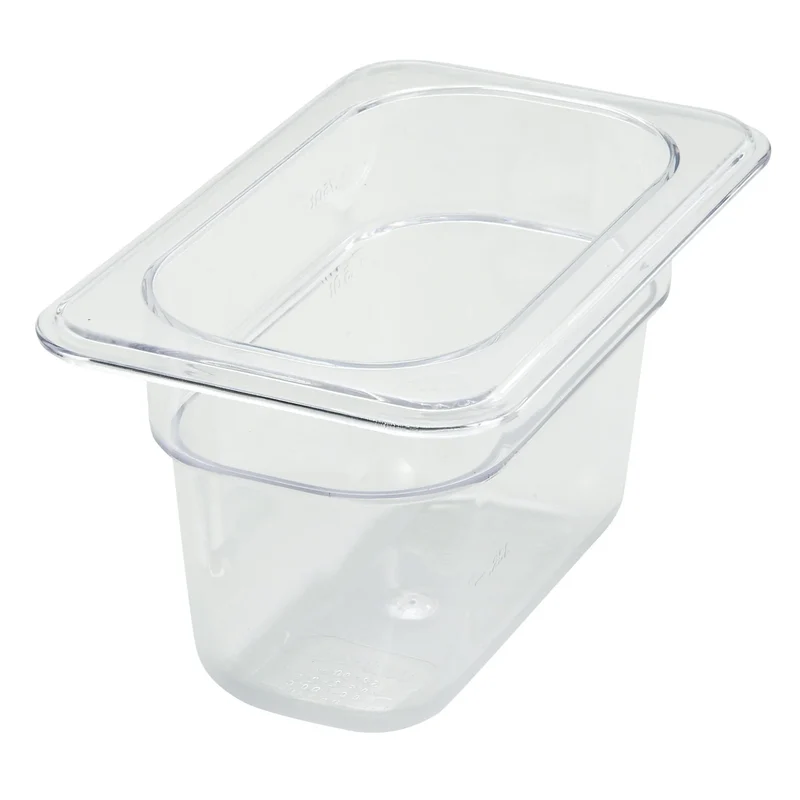 Food Pan, 1/9 size,3-1/2" Depth,PC,Clear,Sub-equip