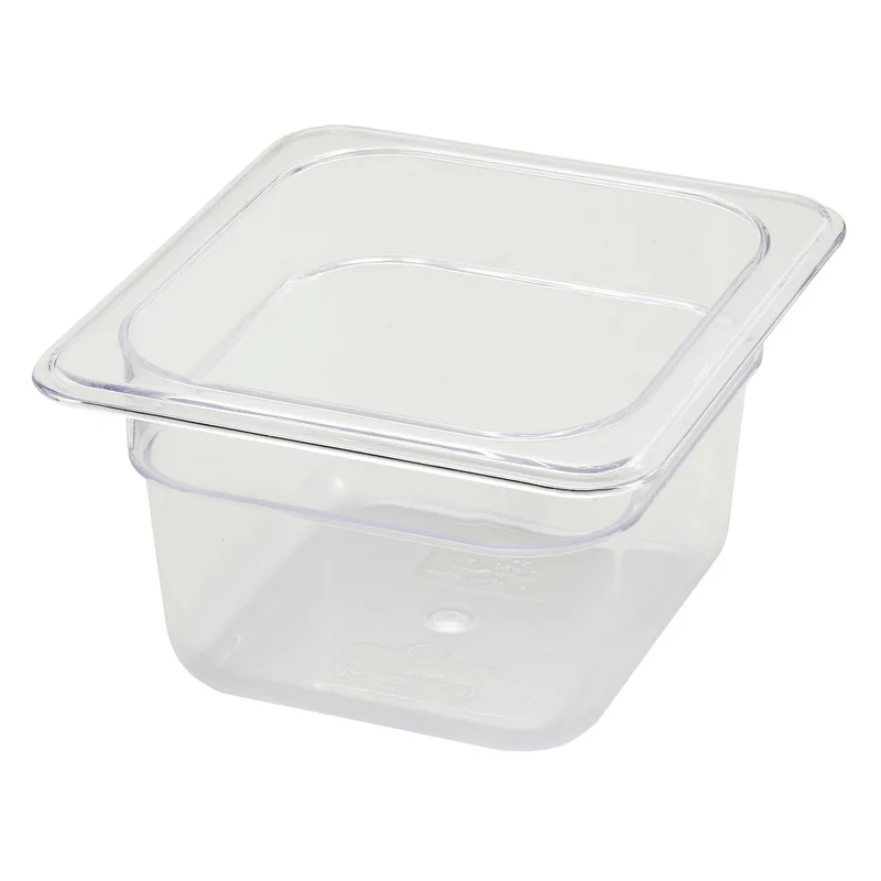 Food Pan, 1/6 size,3-1/2" Depth,PC,Clear,Sub-equip