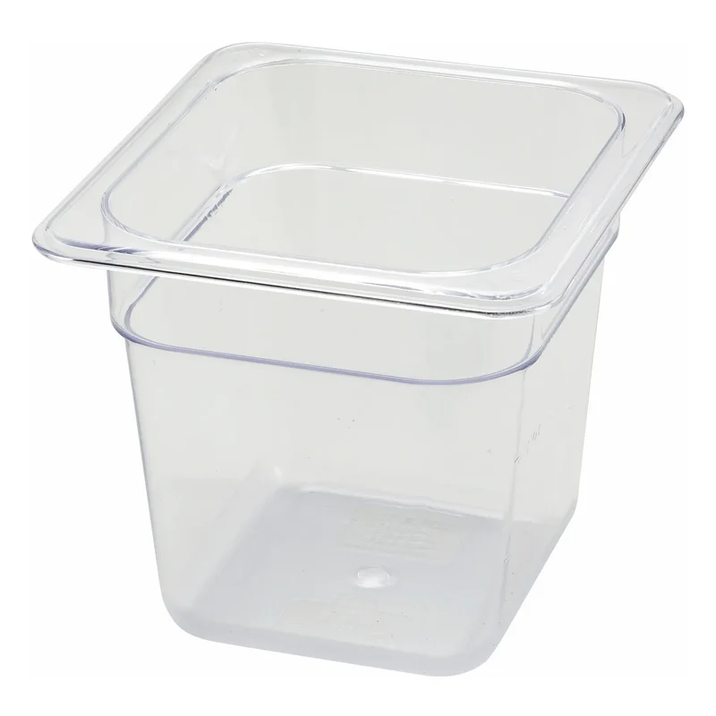 Food Pan, 1/6 size,5-1/2" Depth,PC,Clear,Sub-equip
