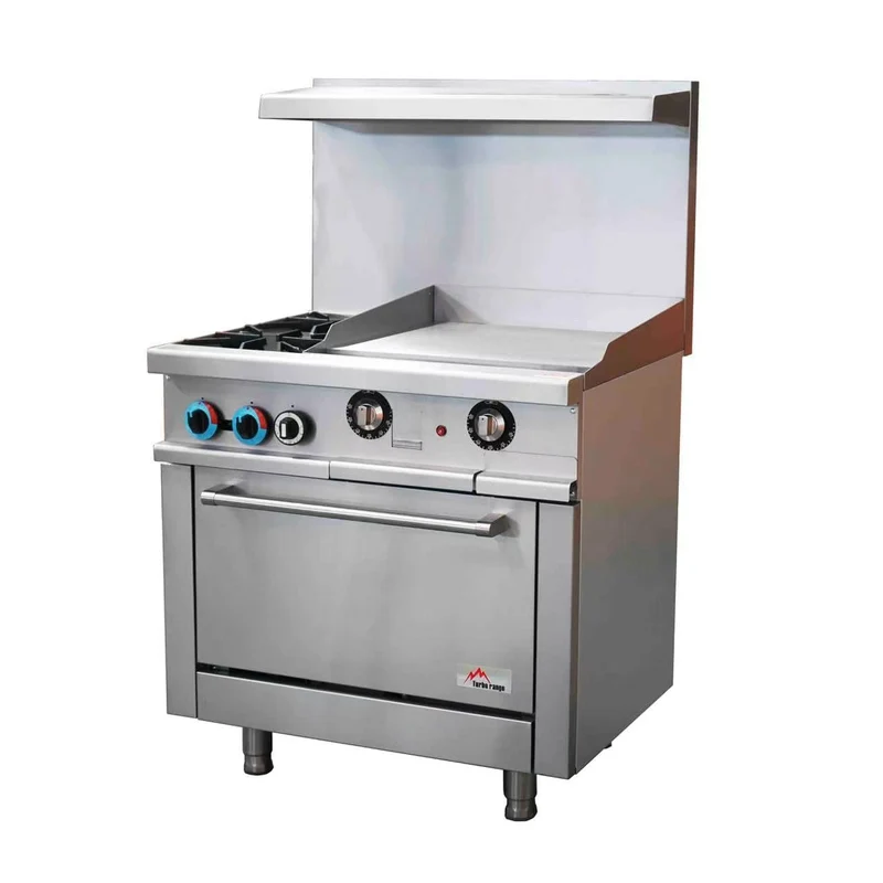 Turbo Range 2 Burner 36" Range with 24" Thermostatic Griddle and Standard Oven Base