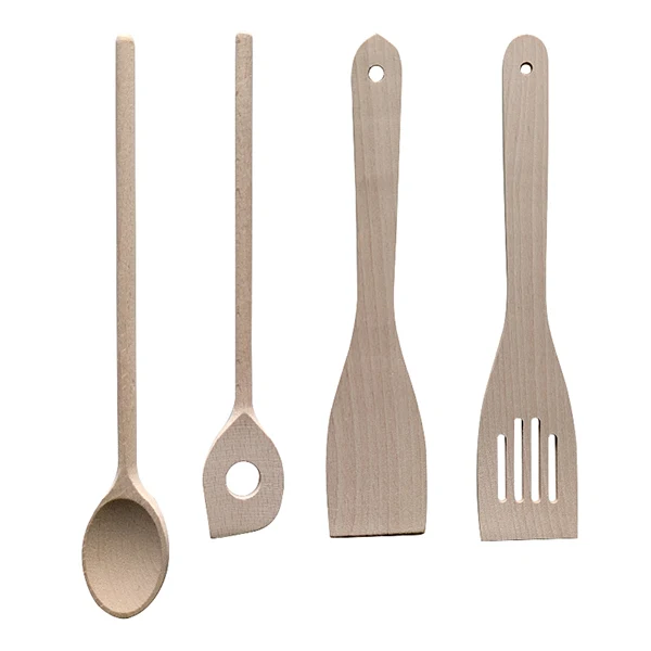 Set 3 cuillères et spatule en bois de hêtre Kela