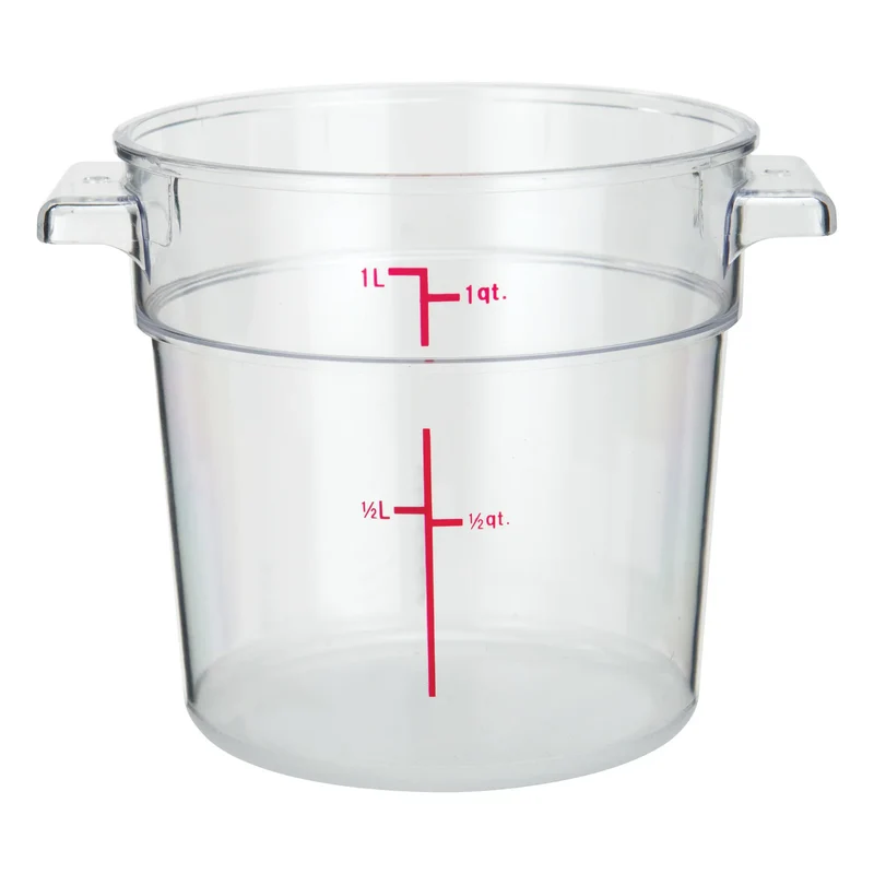 1 Qt Round Food Storage Container,PC,Clear, Sub-equip