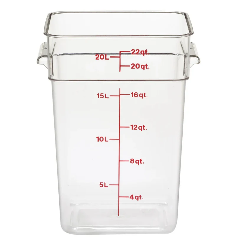 22 Quart Polycarbonate Square Food Storage Container, Clear