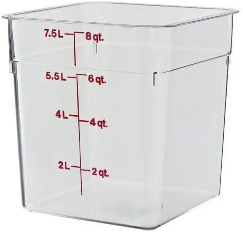 8 Quart Polycarbonate Square Food Storage Container, Clear