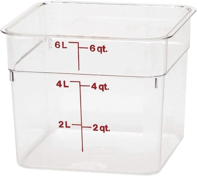 6 Quart Polycarbonate Square Food Storage Container, Clear