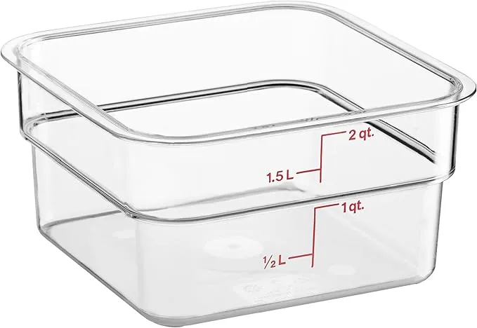 2 Quart Polycarbonate Square Food Storage Container, Clear
