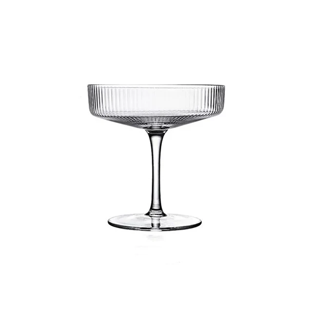Chefco, S07G, Classic Cocktail Glassware for Champagne, Martini, Manhattan, Cosmopolitan, Sidecar | Crystal Speakeasy Style Saucer Goblets with Stems, 6PCS