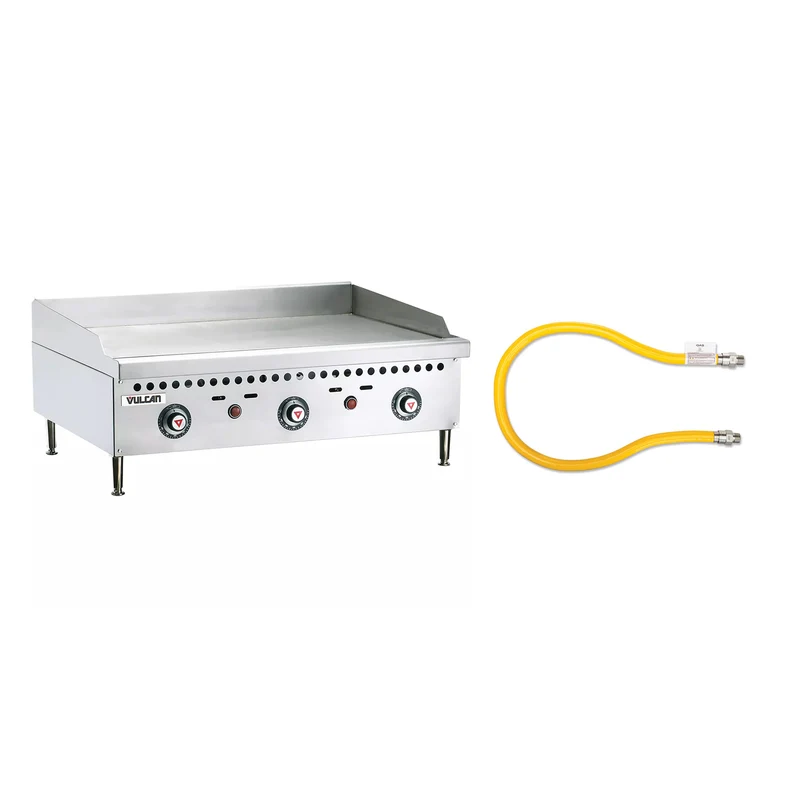 Vulcan VCRG36-T Natural Gas/Propane 36" Thermostatic Griddle + Turbo Range 36" gas connector hose