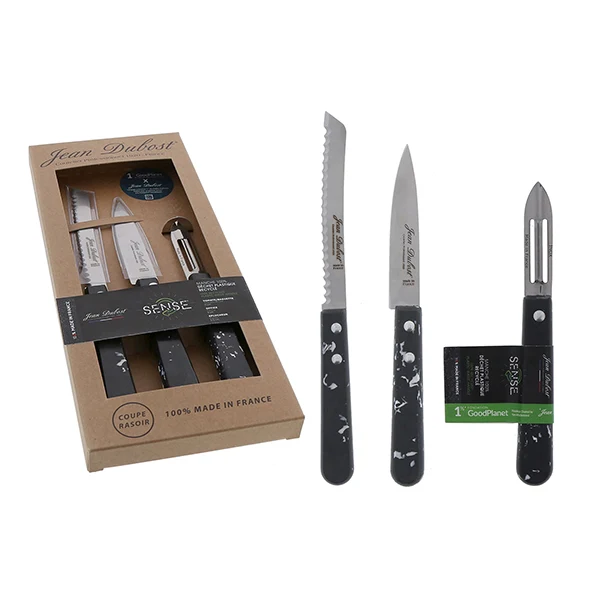 Coffret de 3 couteaux de cuisine Sense Black Edition Jean Dubost