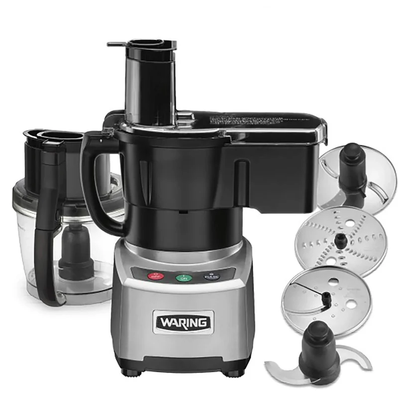 Waring WFP16SC Combination Food Processor with 4 Qt. Clear Bowl, Continuous Feed Attachment, and 3 Discs - 2 hp