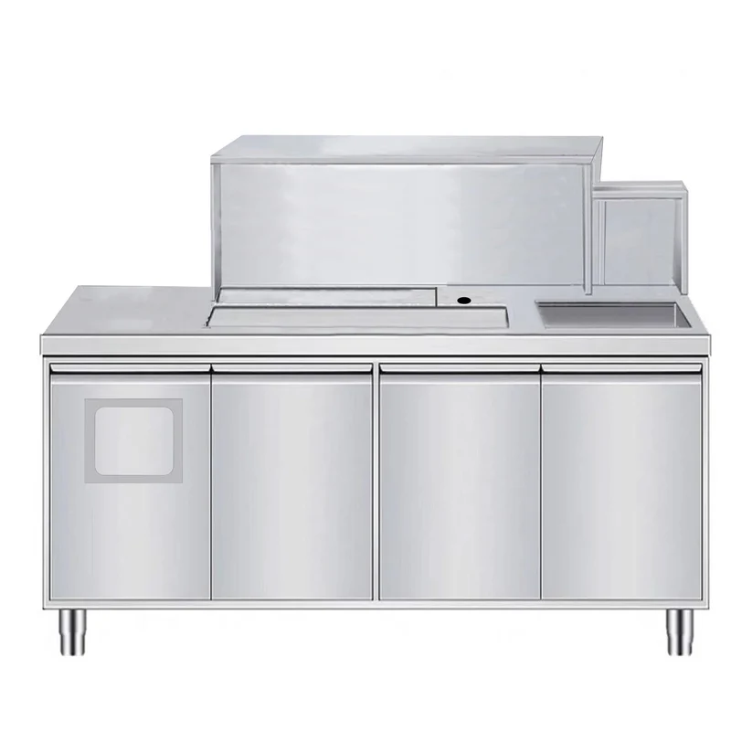 Chefco,BTS-180-2, 16-Gauge 304 Stainless Steel Bubble Tea Work Station (71"W x 27.5"D x 33.5" or 46.5"H)