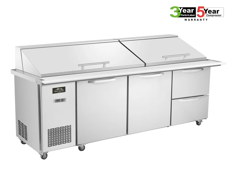 Sub-equip 96" Mega Top Cooler Salad and Sandwich Prep Table With Side Mounted Compressor + 2 Drawers