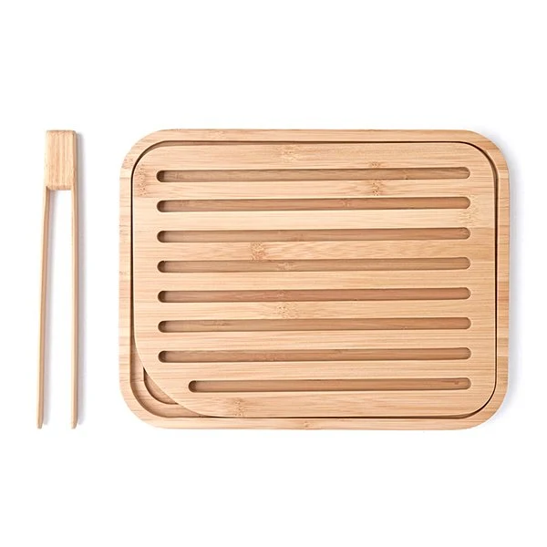 Planche à pain et pince à toast bambou 26 cm Pebbly