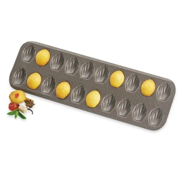 Plaque 20 mini-madeleines acier revêtu antiadhérent Mathon