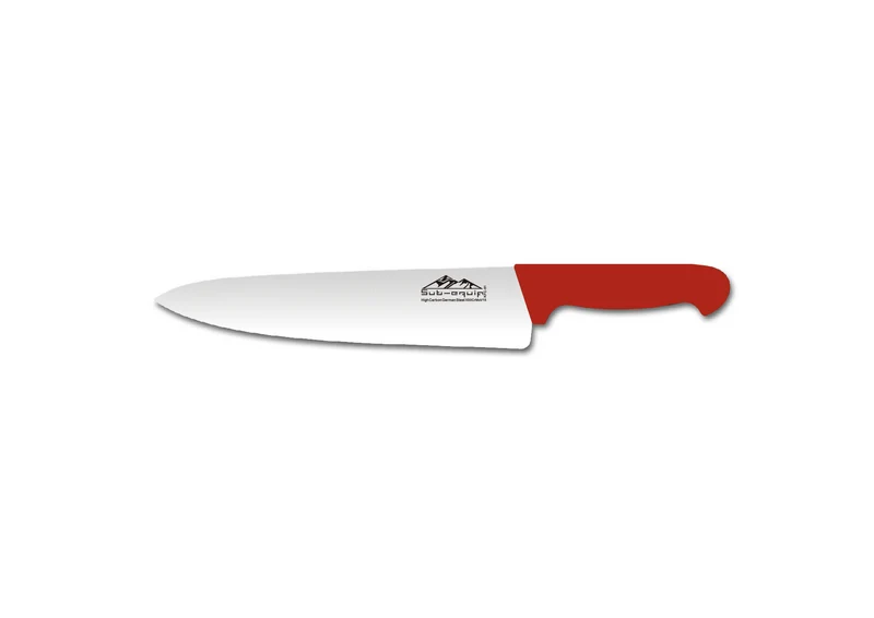 Sub-Equip,KFC-81R, High Carbon German Steel X50CrMoV15 Alloy 8" Cooks Knife with Red Handle