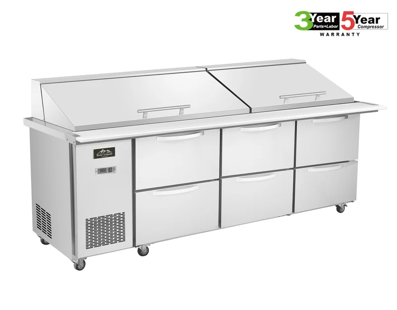 Sub-equip, 84" Salad and Sandwich Refrigerated Prep Table With Side Mounted Compressor & 6 Drawers