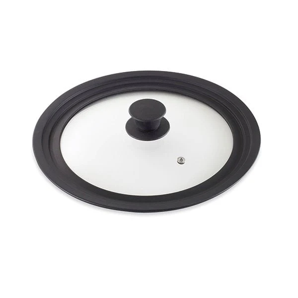 Couvercle en verre et silicone noir multidiamètre 16, 18 et 20 cm Mathon