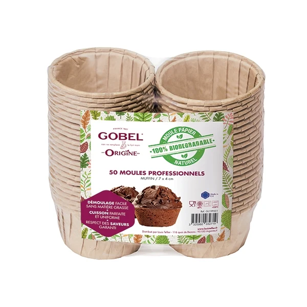 Pack de 50 moules muffin en papier 7,2 cm x 4 cm Gobel