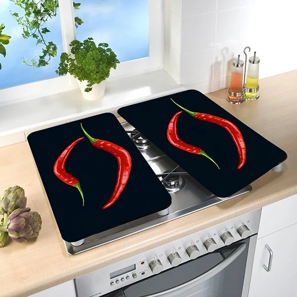Set de 2 couvre plaques protection motifs Piments Wenko by Maximex