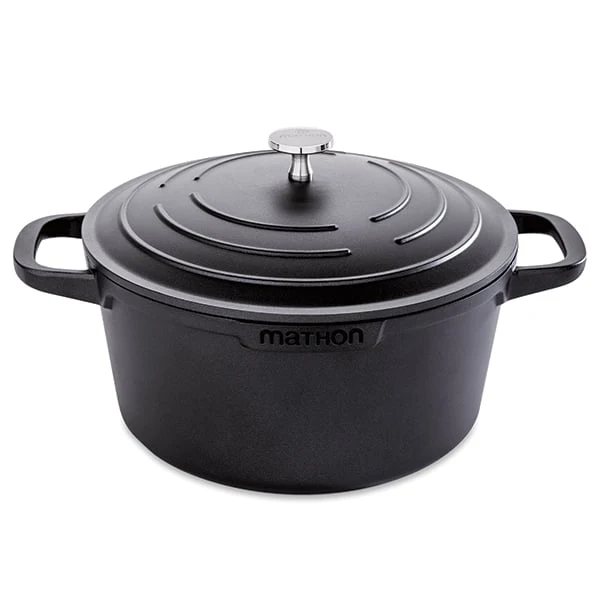 Cocotte légère ronde en fonte d'aluminium 24 cm 4,5 L coloris noir Mathon