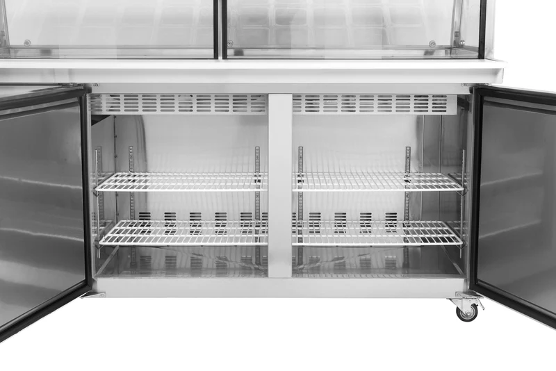 Sub-equip CUSC-96G, 96" 3 Door Sandwich Prep Table with Sneeze Guard