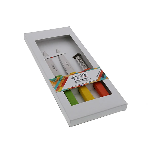 Coffret de 2 couteaux office et 1 éplucheur en bois de hêtre Tradition Colors Jean Dubost