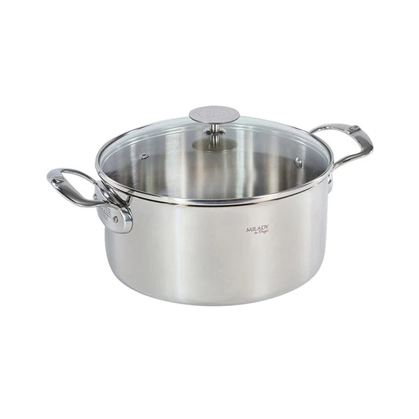 Faitout inox Milady avec couvercle en verre 24 cm 5,4 L De Buyer