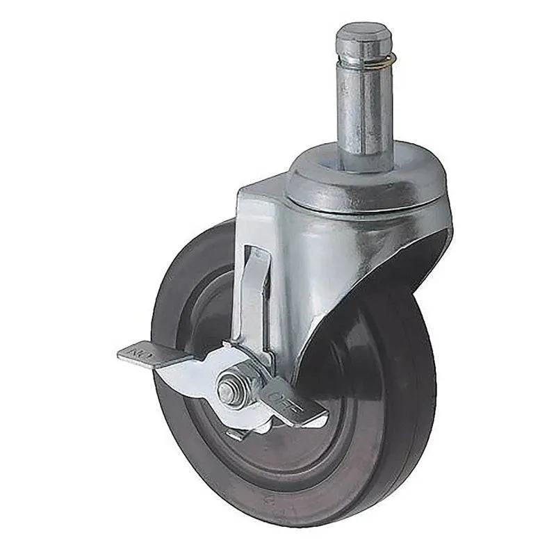 5" Rubber Caster for Wire Shelving Units w/ Brake, 4 pcs (CT-6B)