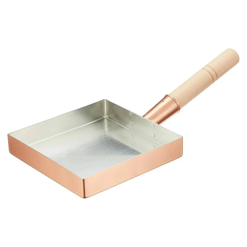 CHEFCO,060004,Japanese Tamagoyaki Pan Omelets Copper Pan with Wooden Handle Made in Japan Square Frying Pan for Eggs-240mm