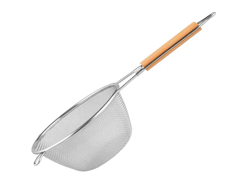 CHEFCO,MSS-7S, 7"/18.2cm Dia Single Stainless Steel Mesh Strainer with Wooden Handle