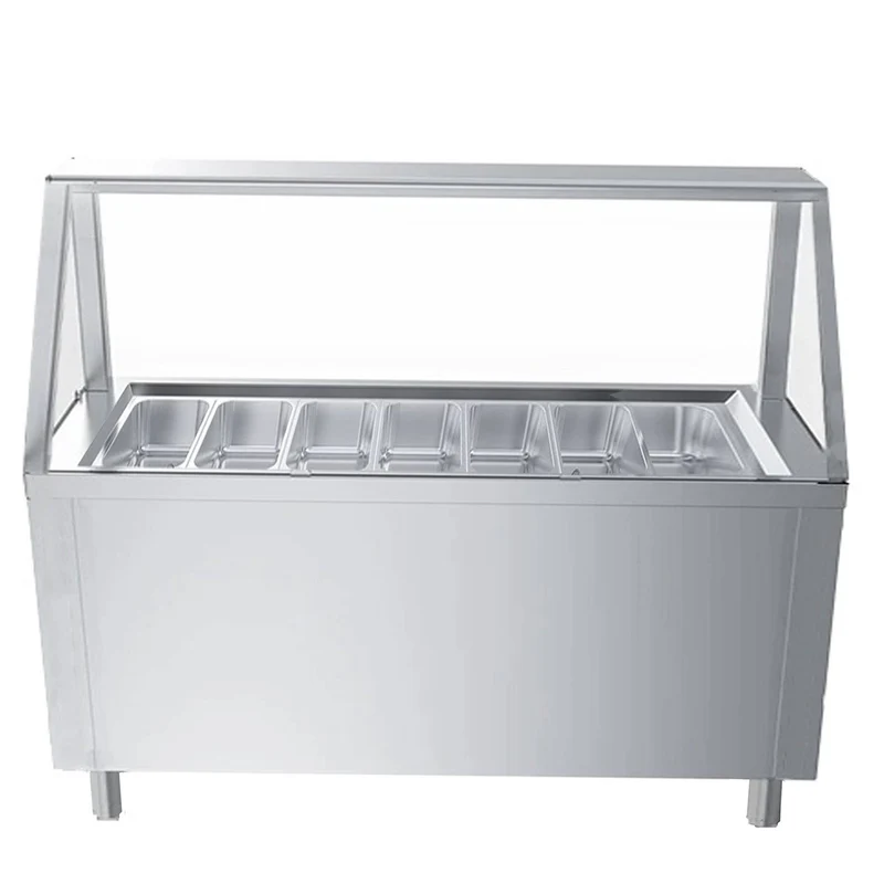 Turbo Range, WF-2600-7P, 103" Electric Hot Table with 7 Wells & Glass