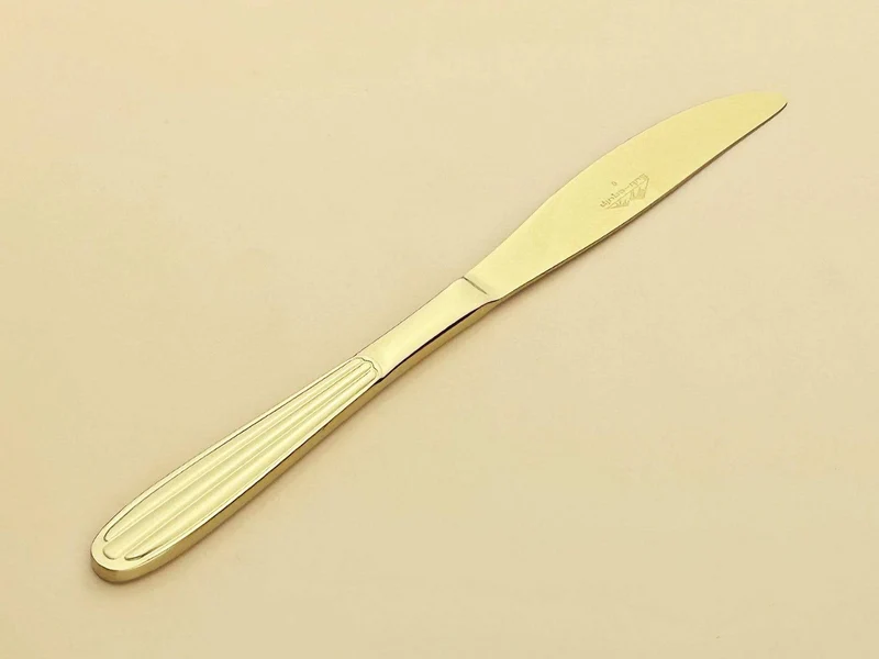 Sub-equip,184-08, Regency Dinner Knife, 18/0 Medium Weight, Gold, 12pcs