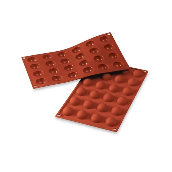 Plaque de 24 mini demi-sphères en silicone Silikomart