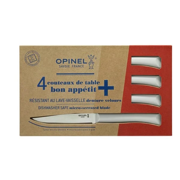 Coffret 4 couteaux de table lame micro-dentée 11 cm Bon Appétit Plus nuage Opinel