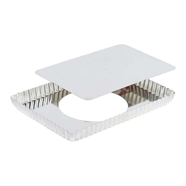 Moule à tarte rectangulaire en fer blanc fond amovible bords cannelés Gobel