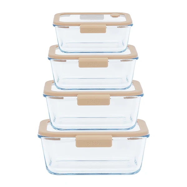 4 boîtes de conservation sous vide 460 ml, 800 ml, 1200 ml et 1900 ml et pompe sous vide Pebbly