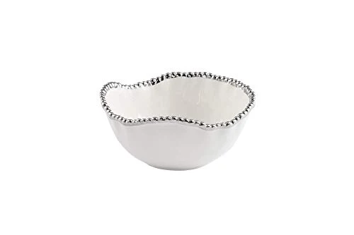Pampa Bay Salerno Porcelain Medium Salad Bowl 8.5", Silver Rim