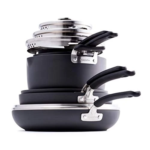 GreenPan Stackable Hard Anodized Ceramic Nonstick Cookware 11 Piece Pot Set