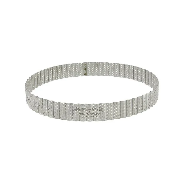 Cercle à tarte perforé cannelé acier inoxydable 20 cm De Buyer