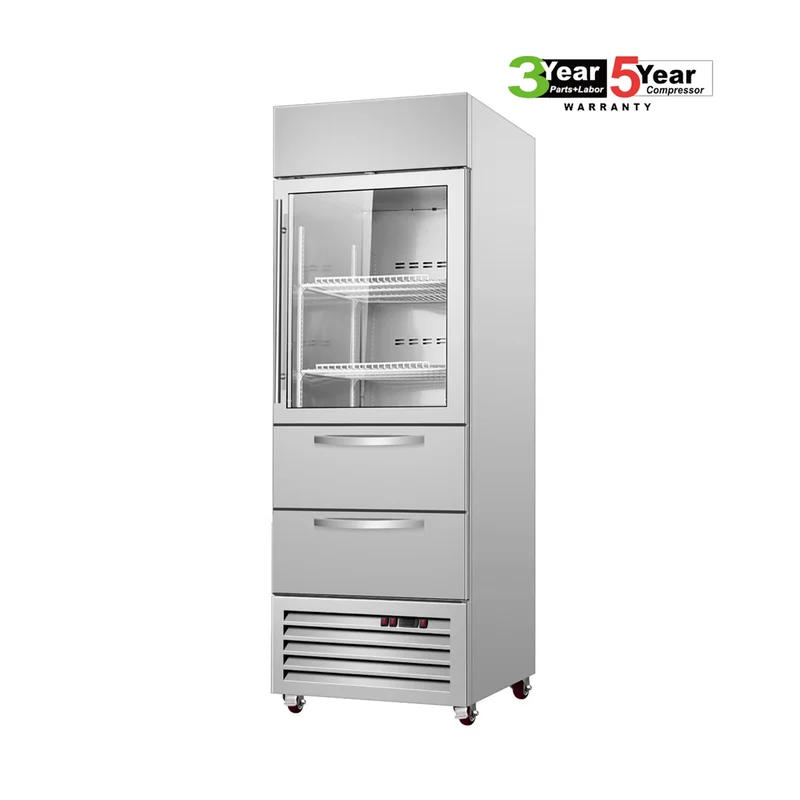 Sub-Equip, C-27FG-2D 27" Glass Single Door Reach-In Freezer With 2 DrawerS