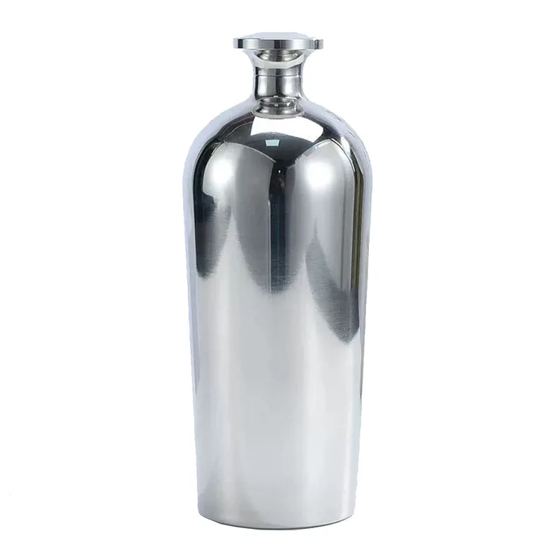 304 Stainless Steel Wine bottle with lid, Silver, 500ML