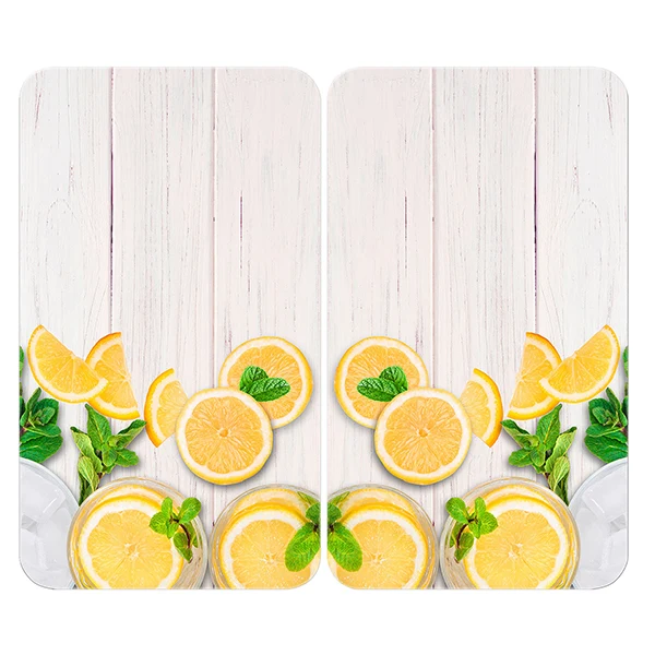 Set 2 couvre-plaques protection motif Citrons Wenko by Maximex